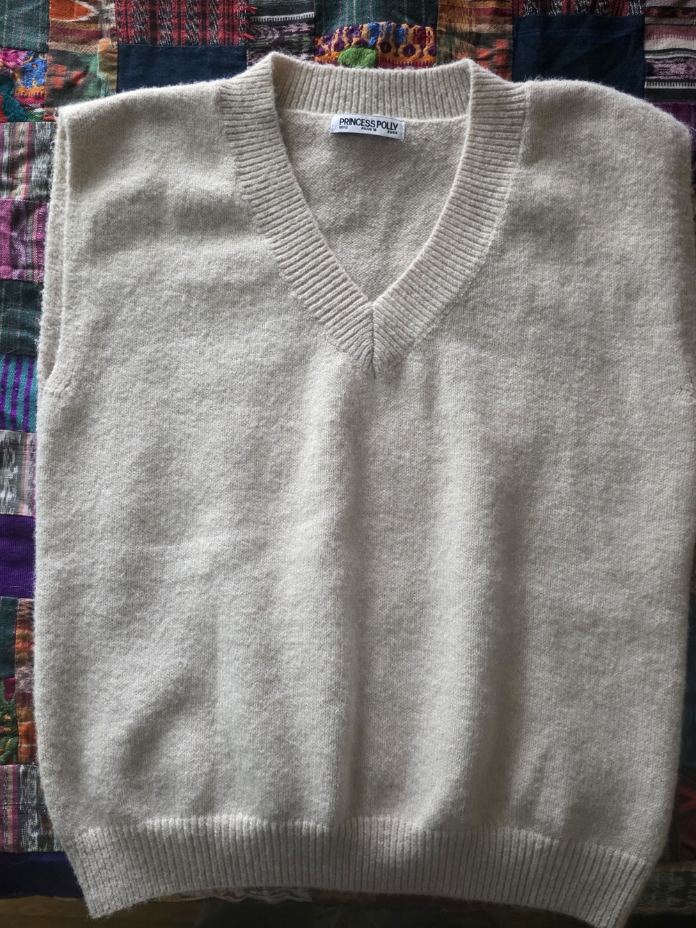 Princess Polly Men's Cream V-Neck Sweater Vest - Soft Knit